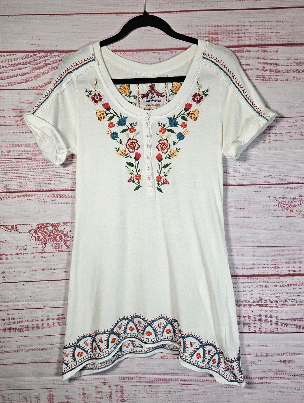 Johnny Was Floral Embroidered Tunic Dress